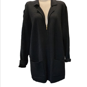 LIZ CLAIBORNE DEEP V ZIPPER CARDIGAN SWEATER